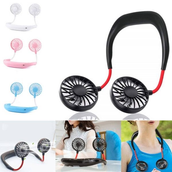USB Rechargeable Portable Neck Fan - 3 Speed Adjustable