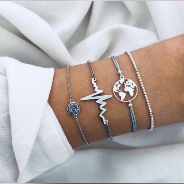 Bohemian Charm ECG Bracelet for Women Fashion Jewellery - 4 Pcs Set