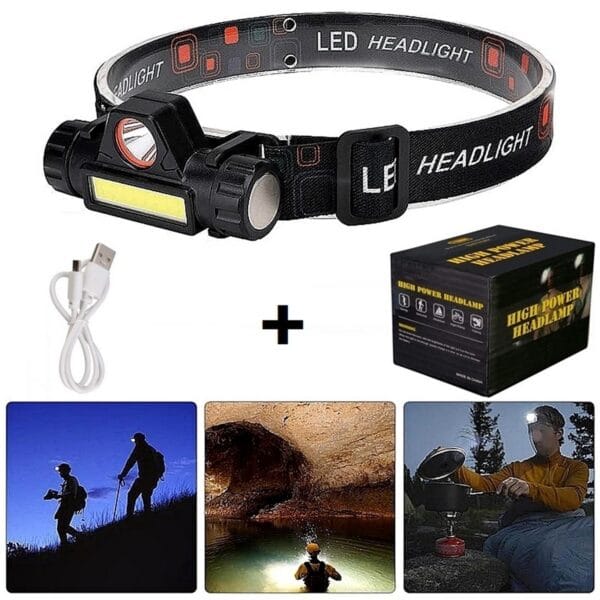 High Power Headlamp - COB USB Rechargeble LED HeadLight Torch