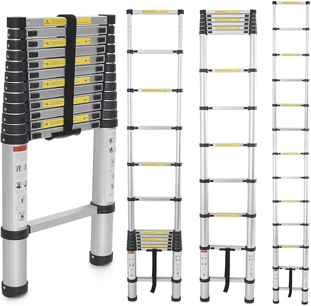 Heavy Duty Folding Aluminum Telescopic Ladder - Multi-Purpose Extension Ladder - Image 2