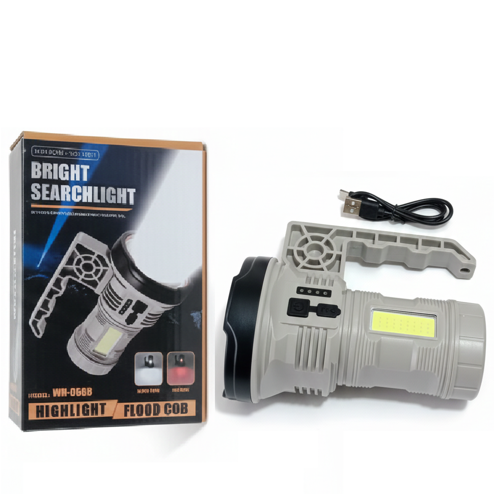 WH-066B Ultra-Bright Handheld Searchlight - Dual LED Spotlight & COB Floodlight