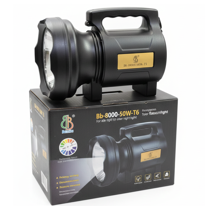 50W T6 Ultra-Long Range Searchlight - 1400m Dual-Mode Camping Light BB-8000