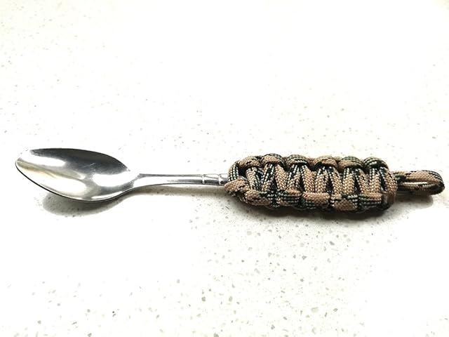Tactical Paracord Camping Spoon & Fork Set with Carabiner - Image 5