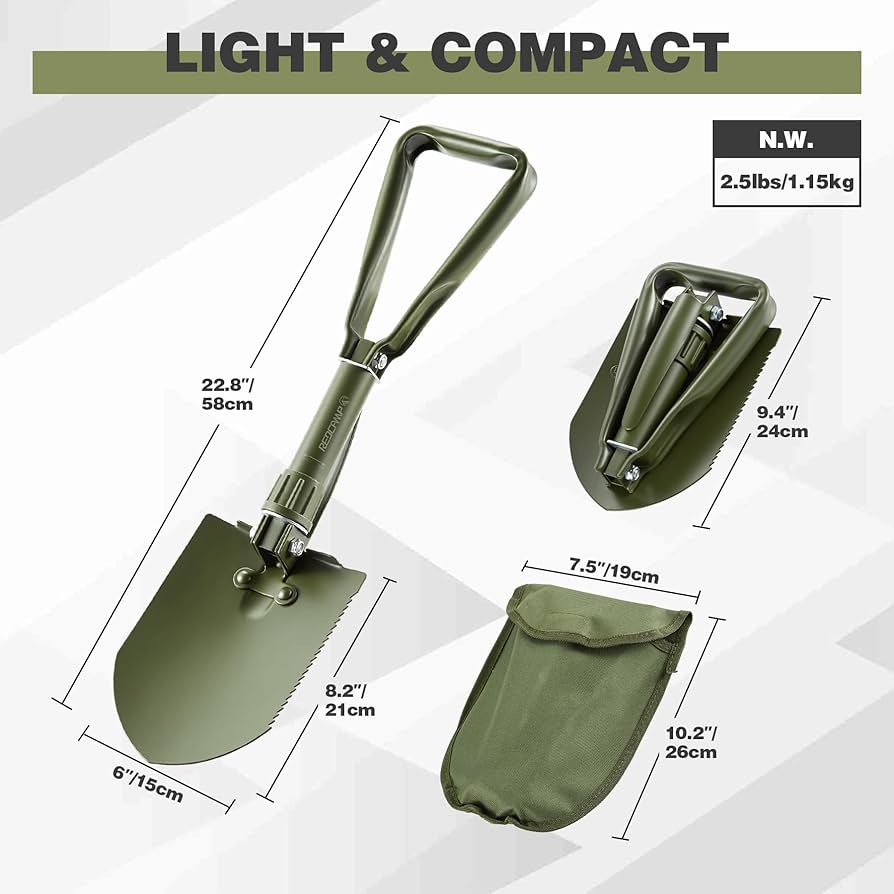 Tactical Folding Shovel - Heavy-Duty Carbon Steel Military Entrenching Tool - Image 2