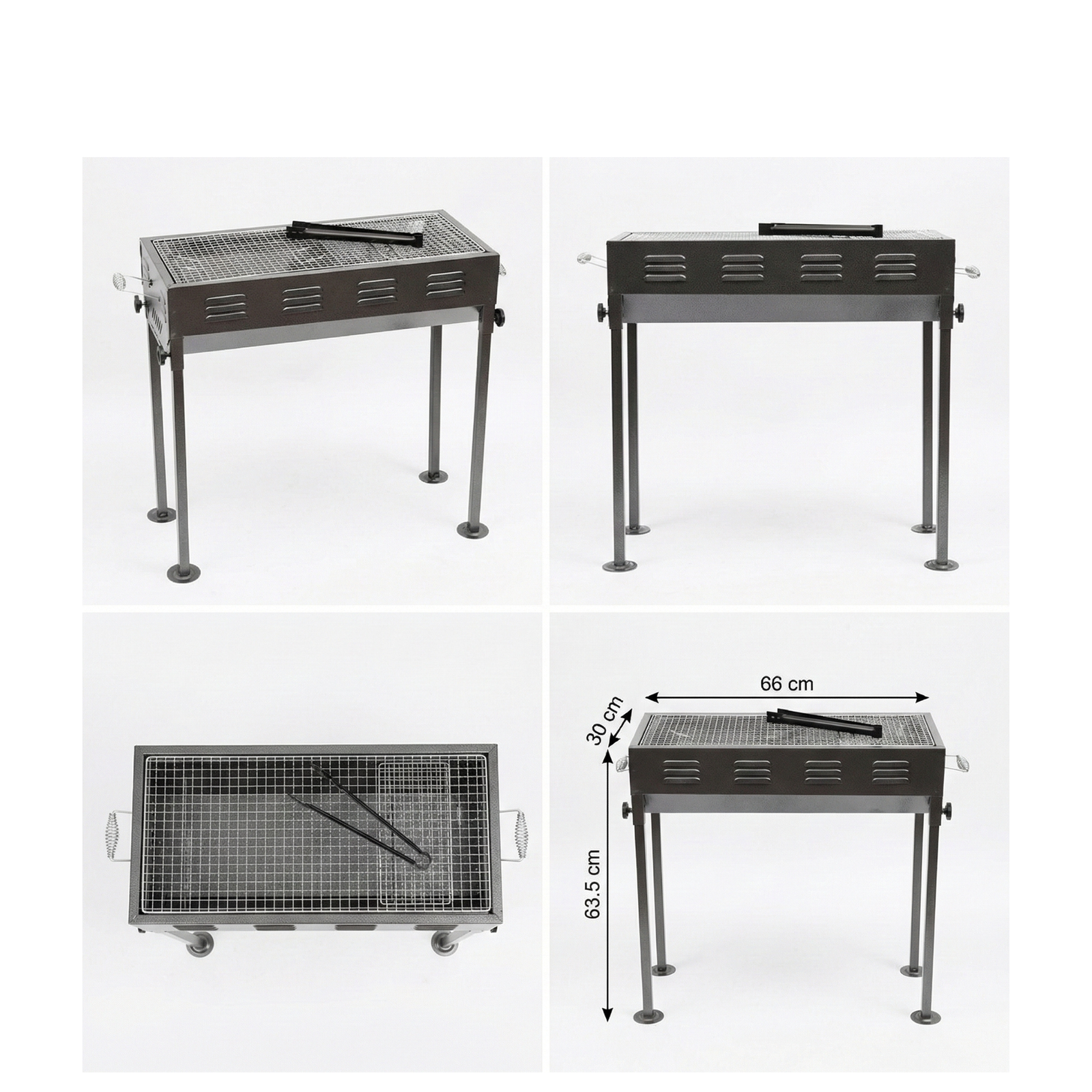 Adjustable Portable Charcoal BBQ Grill - 66cm x 30cm Compact Outdoor Stand - Image 2