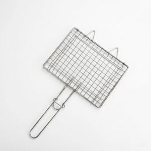 Stainless Steel BBQ Grill Basket - Portable Wire Net for Fish & Meat