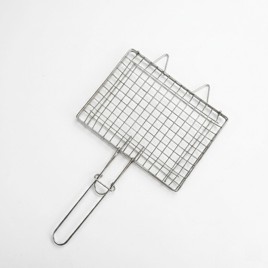 Stainless Steel BBQ Grill Basket - Portable Wire Net for Fish & Meat