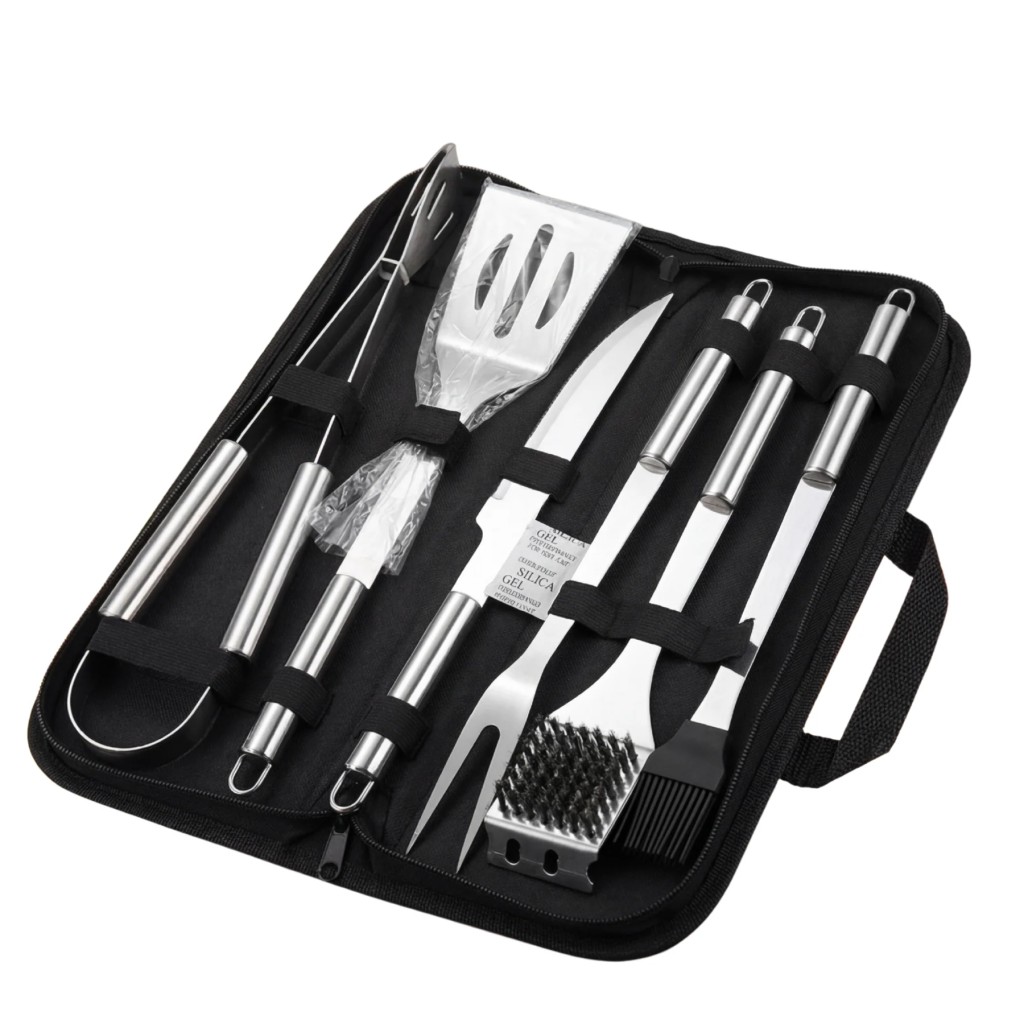 Premium 6-Piece Stainless Steel BBQ Grill Tool Set - Professional BBQ Kit with Portable Case