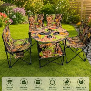 Outdoor Portable Camping Set - Folding Table and 4 Chairs Combo