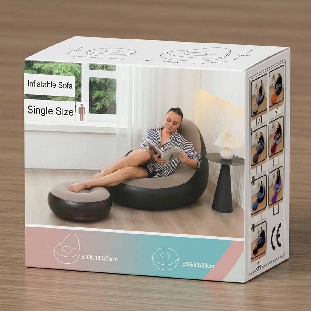 Ultra-Comfort Inflatable Lounge Chair & Ottoman Set (Single Size) - Image 2