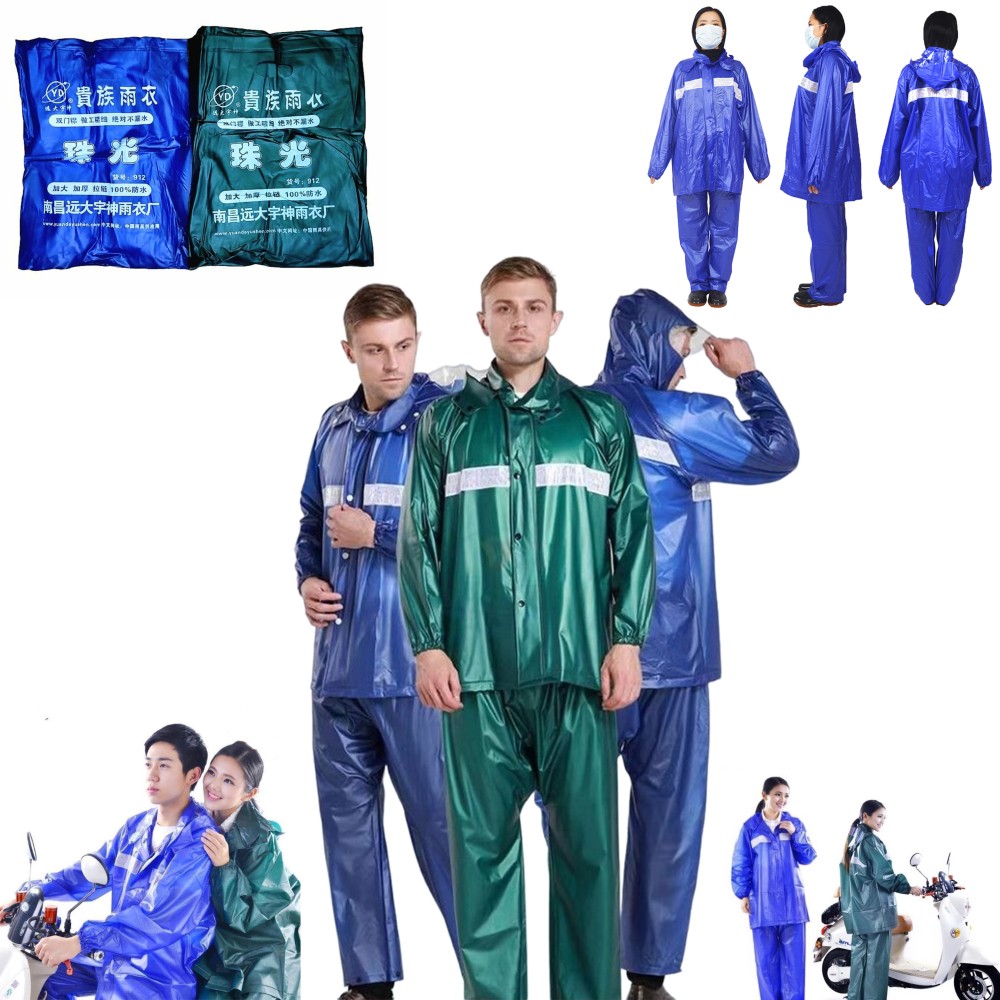 Full Rain Suit Waterproof Jacket & Trouser Raincoat Set with Safety Strips - Image 2