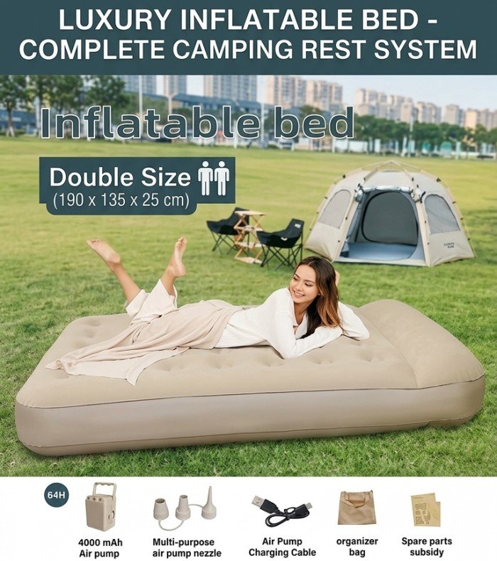 Luxury Inflatable Air Mattress with Built-in Quick Inflation Pump - Image 3