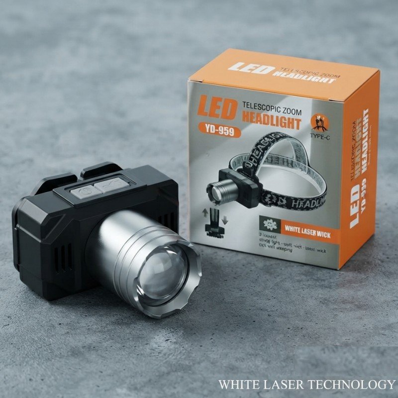 Telescopic Zoom Headlight with Type-C USB Rechargeable Bright Light
