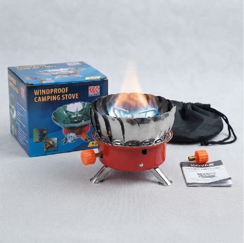 Windproof Camping Stove - Portable Gas Burner with Retractable Wind Deflectors