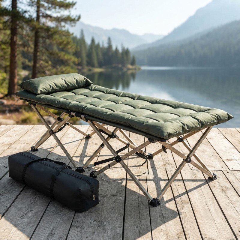 Premium Foldable Camping Cot Bed - Heavy Duty Portable Foldable Bed